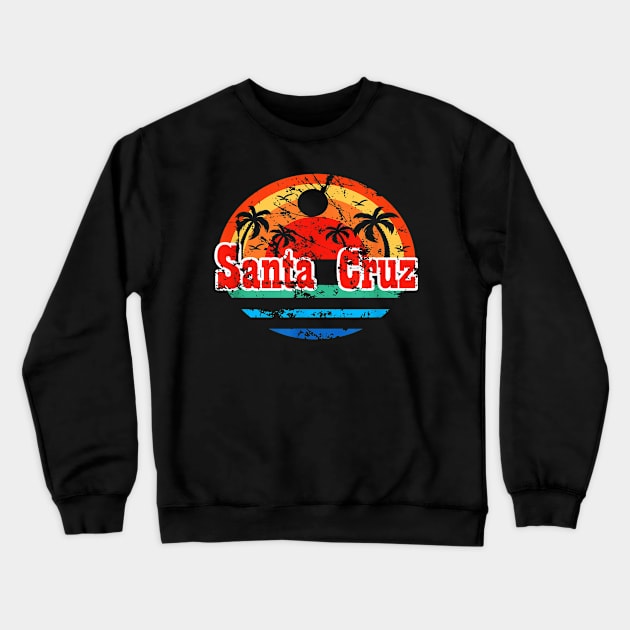 Santa Cruz Vintage Beach Sunset California Crewneck Sweatshirt by Christyn Evans